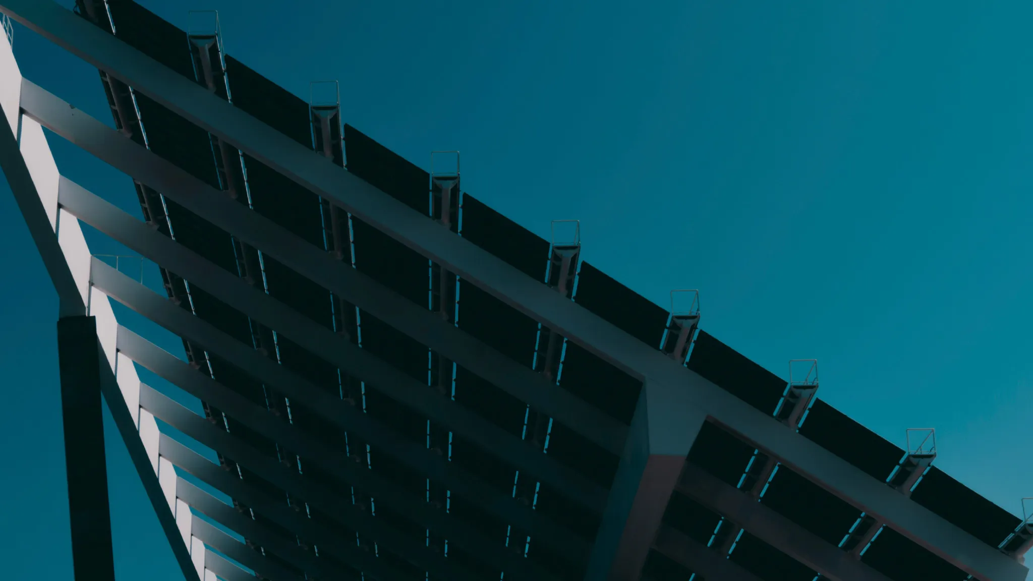 Energy industry – solar panel Large industrial solar panel from below