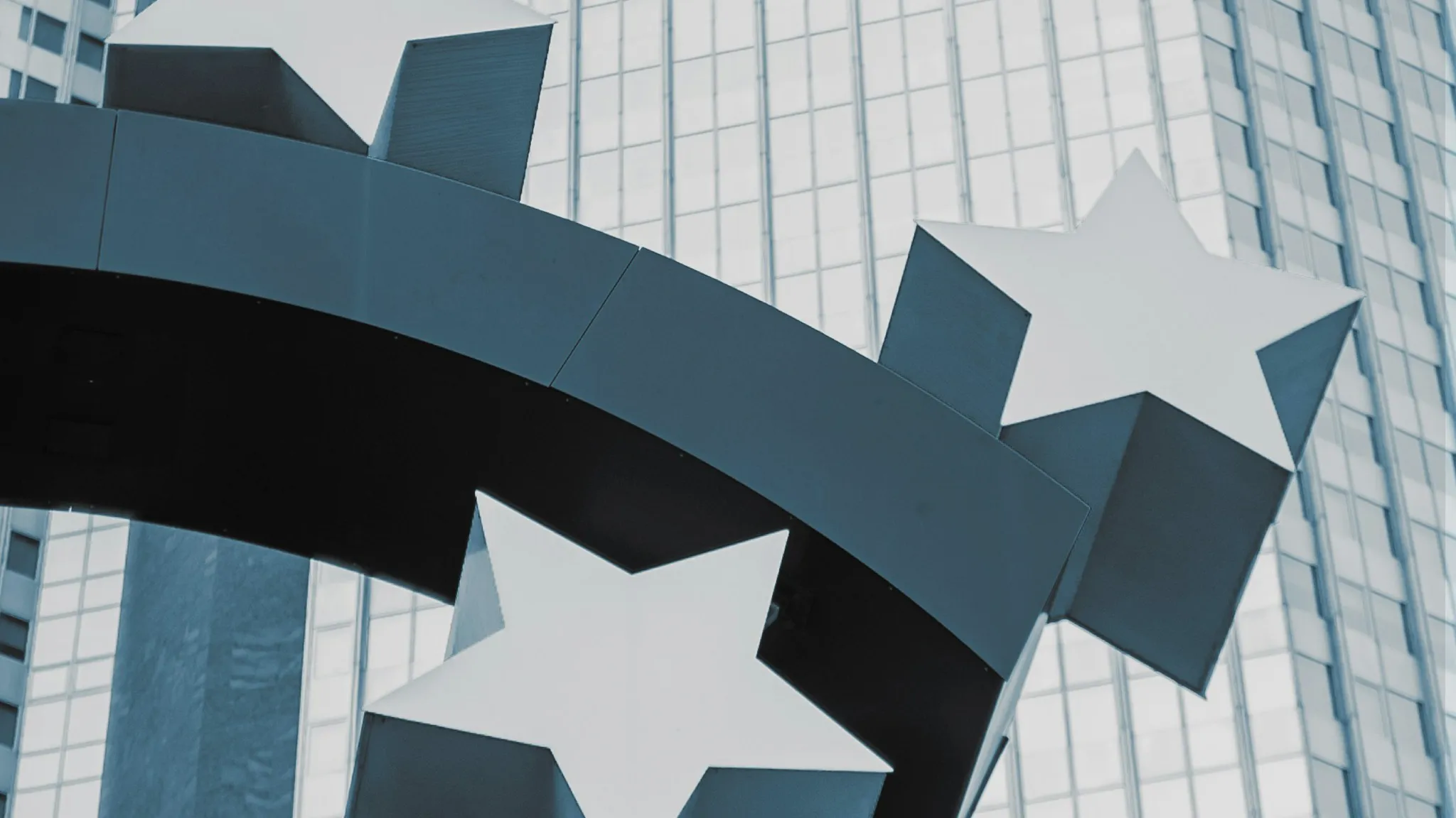 Financial services – euro symbol Euro sign with stars in Frankfurt